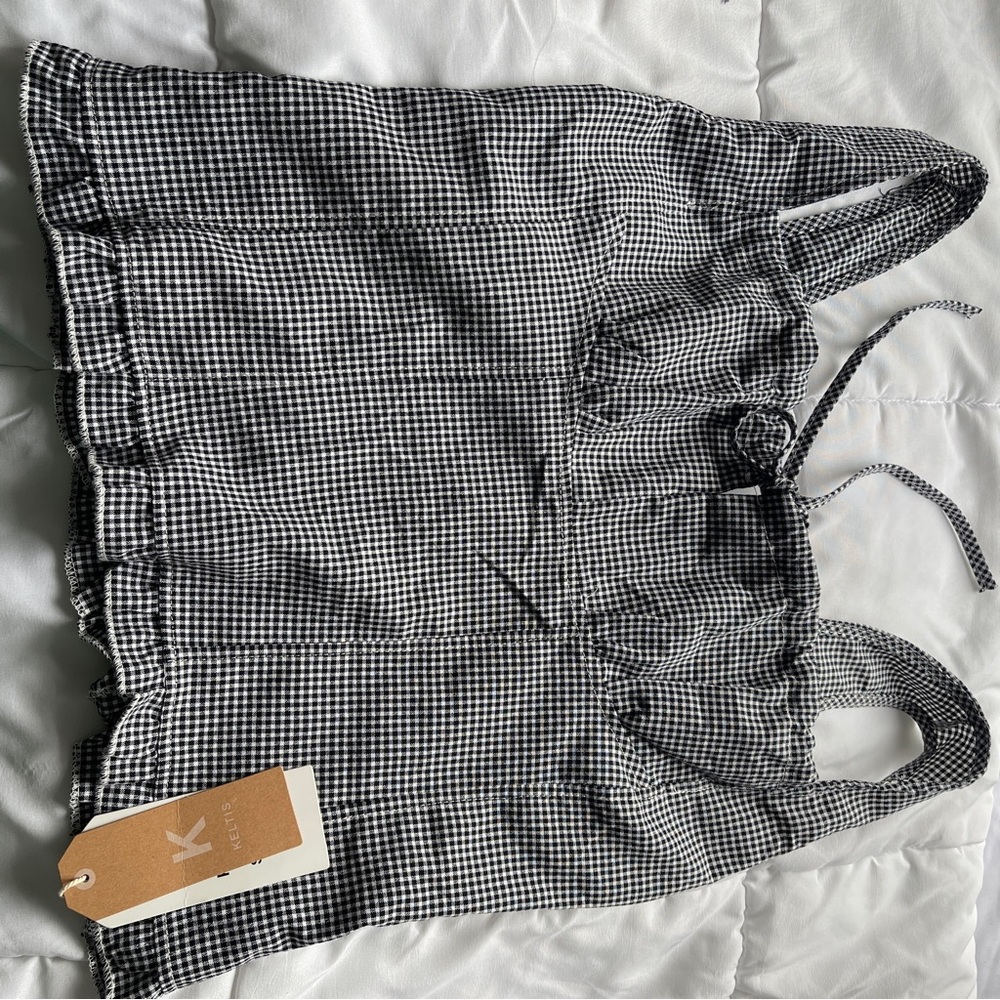 Black & White Gingham Ruffle Tank Top